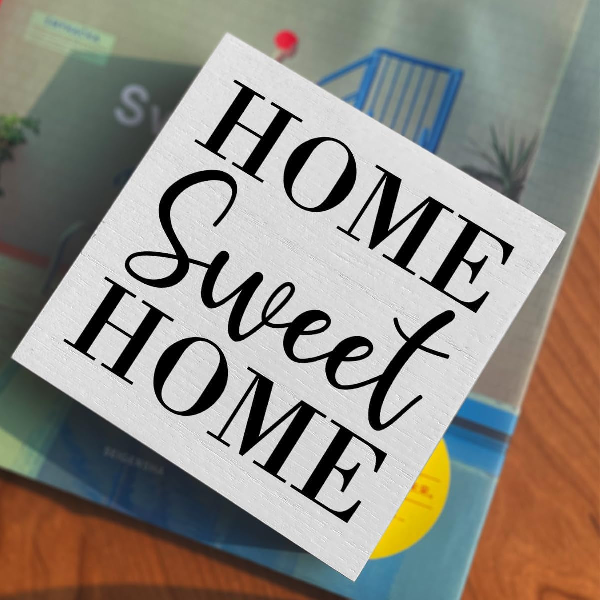 Home Sweet Home Artwork Wood Box Sign Rustic Wood Block Plaque 5 X 5