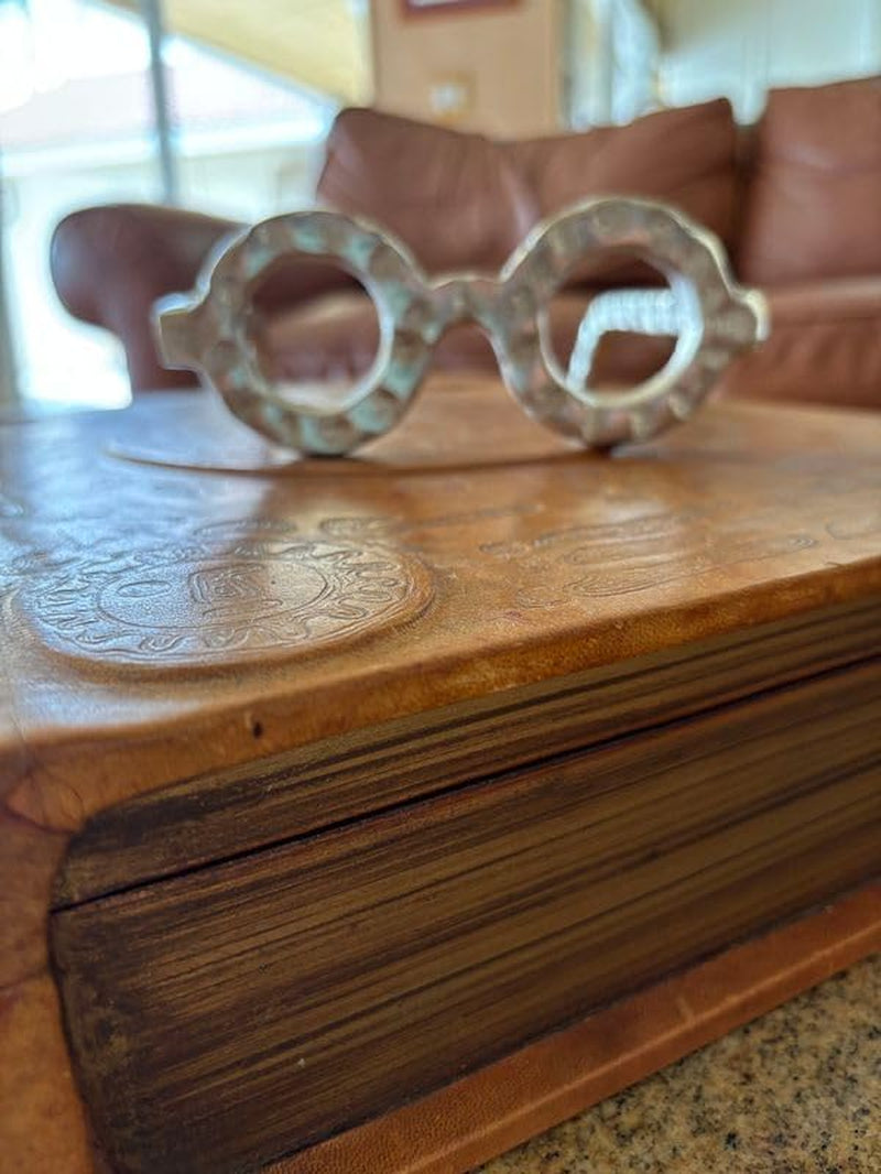 Silver Spectacles Glasses Decor, Airbnb Staging Decor, Living Room Decor, 6.25" L 7.5" W 2.5" H