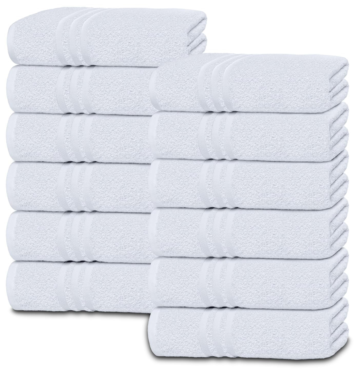 Hotel Hand Towels White Deluxe Collection, 100% Cotton Soft and Lightweight