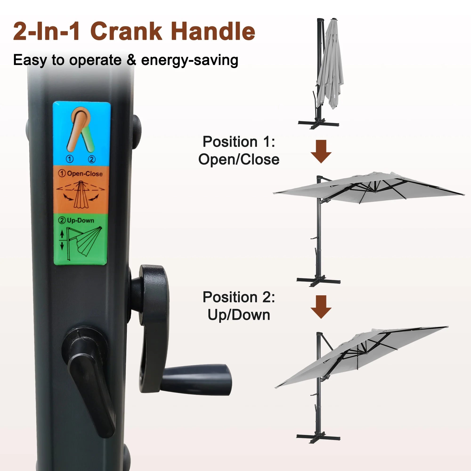 Square Cantilever Umbrella with Base and Bluetooth Speaker Included - 360° Rotation