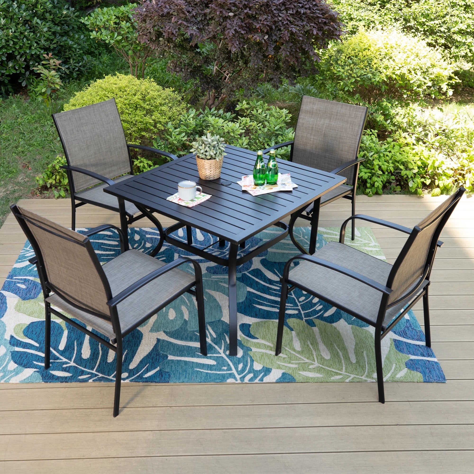 Black&Brown Patio Dining Set | Patio Dining Set | BNB Depot