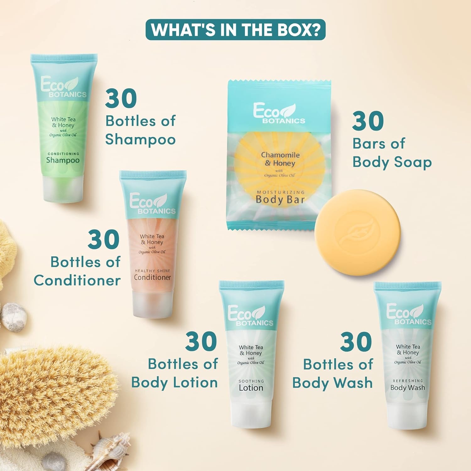 Amenities for Airbnb | 0.85Oz Hotel Shampoo & Conditioner, Body Wash, Body Lotion & 0.89Oz Bar Soap | 150 Pieces