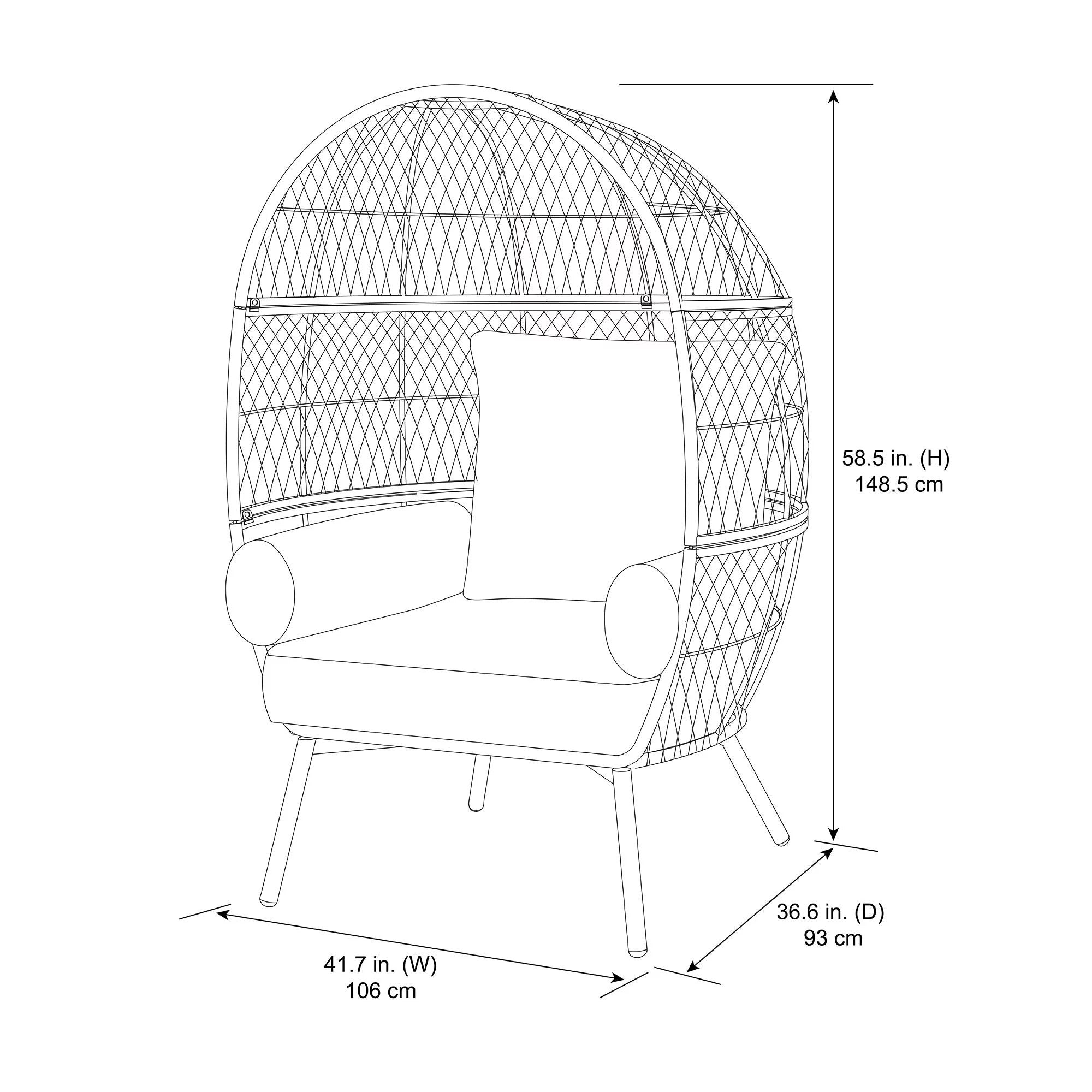 Ventura Boho Stationary Outdoor Wicker Egg Chair. Outdoor Egg Chair for Patio or Terrace.