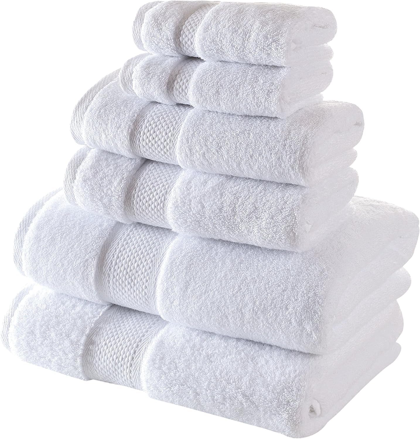 Luxury Hotel-Spa Towel Set, Non-Gmo 100% Turkish Cotton | Ultra Soft Absorbent Towels (White, 6 Pcs Towel Set)