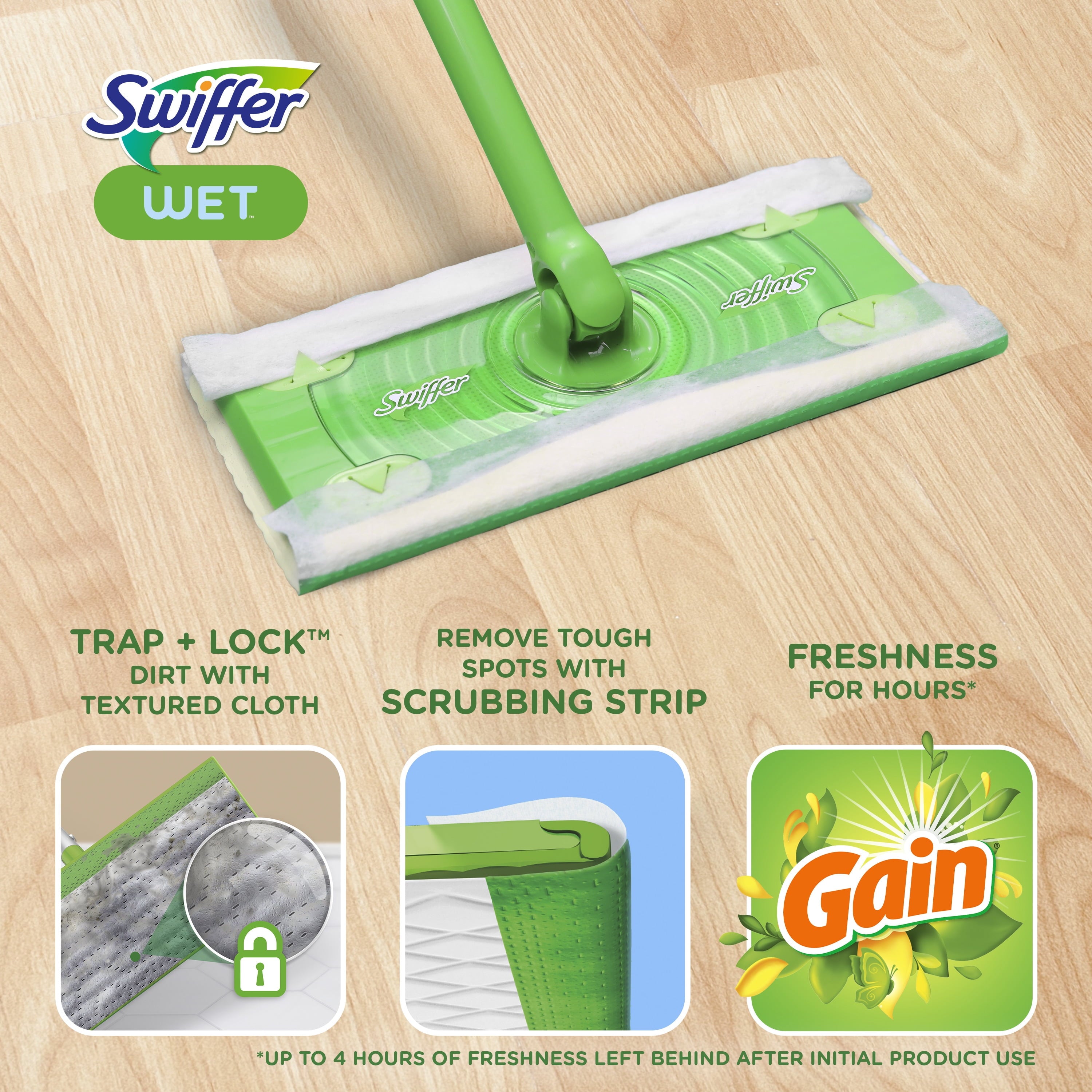 Sweeper Wet Mopping Cloths, Gain Original, 24 Count