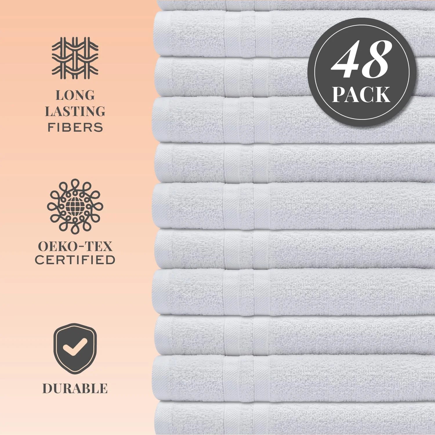 Airbnb Face Towel Set, Hotel Quality Face Towels | 12X12 Inch, 48 Pack