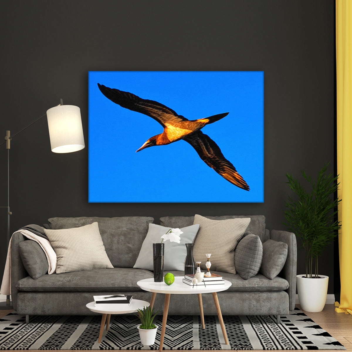 Landscape Canvas Print - with Hooks Bird Flying Landscape Print with Hooks