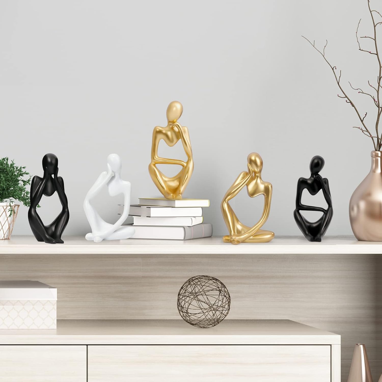 Decoration Sculptures Figurines for Airbnb Decor Modern Decoration For Shelf Desktop(Black Left)