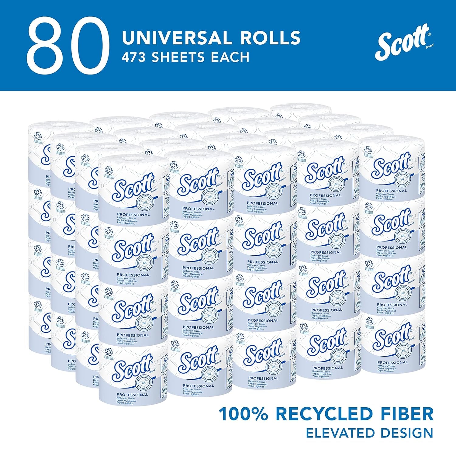 Scott® Professional Toilet Paper 2-Ply, Individually Wrapped Rolls (473 Sheets/Roll, 80 Rolls/Case,)