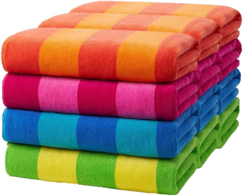 Velour Towels - Large Cotton Towels - Soft & Absorbent -  30” X 60” - 4 Pack