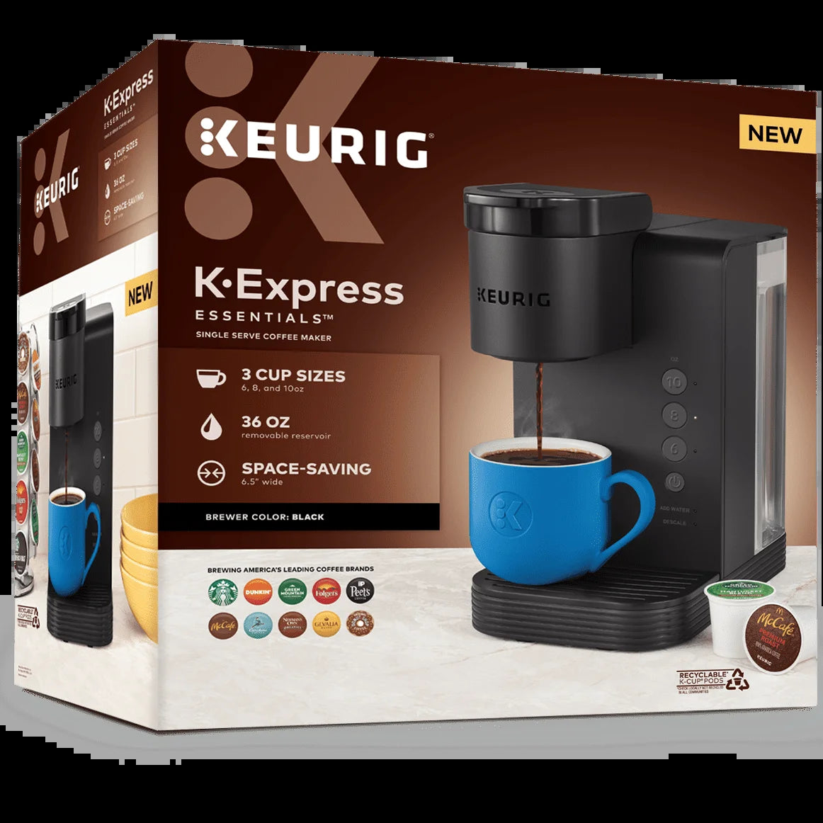 Keurig K-Express Essentials Single Serve K-Cup Pod Coffee Maker, Black