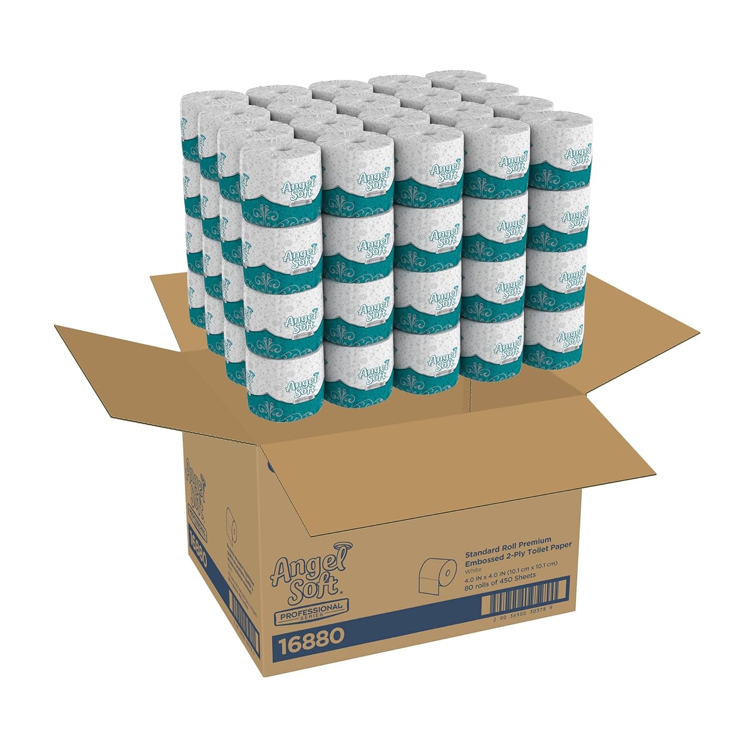 Angel Soft White 2-Ply Premium Bathroom Tissue (Case of 80 Rolls, 450 Sheets per Roll)