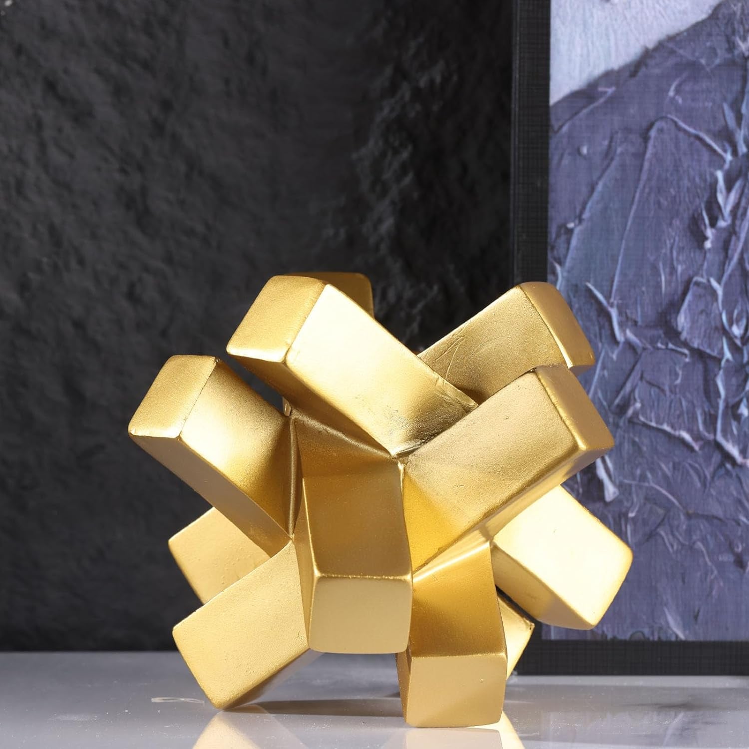 Gold Knot Decor,Modern Geometric Sculpture Gold Knot Statue Vrbo Decor