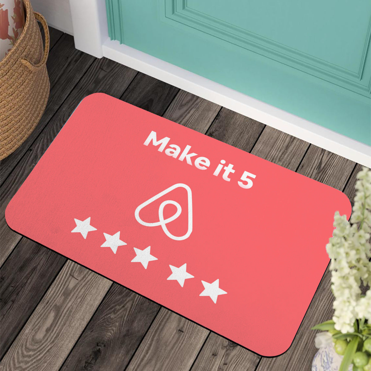 Rubber Door Mat - Make it 5 Stars Airbnb Welcome Mat - Entrance Door Mat - Exclusive!