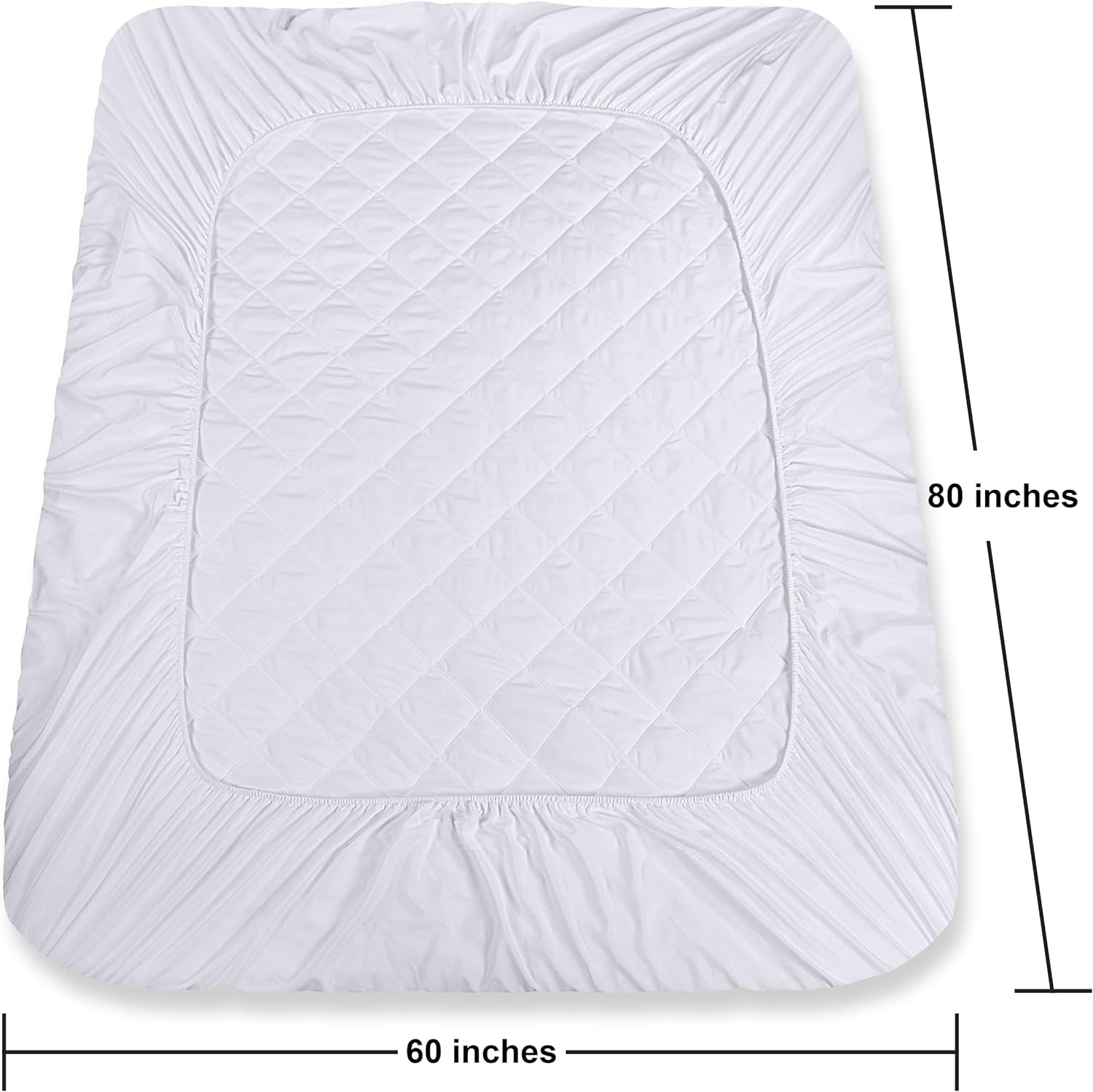 Quilted Fitted Mattress Pad (Queen) - Elastic Fitted Mattress Protector - Mattress Cover Stretches up to 16 Inches Deep - Machine Washable