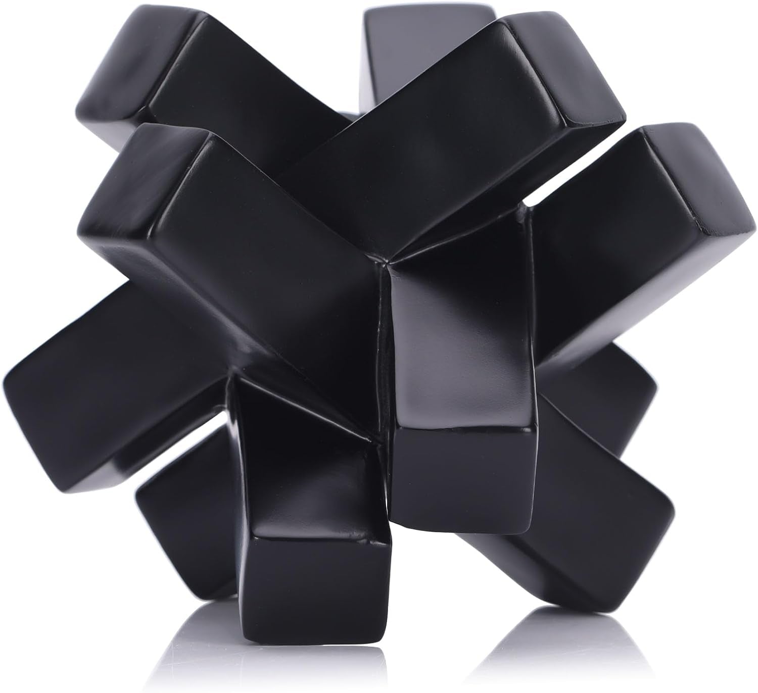 Black Knot Decor for Shelves, Black Geometric Sculpture Statue Modern Decorative Figures 