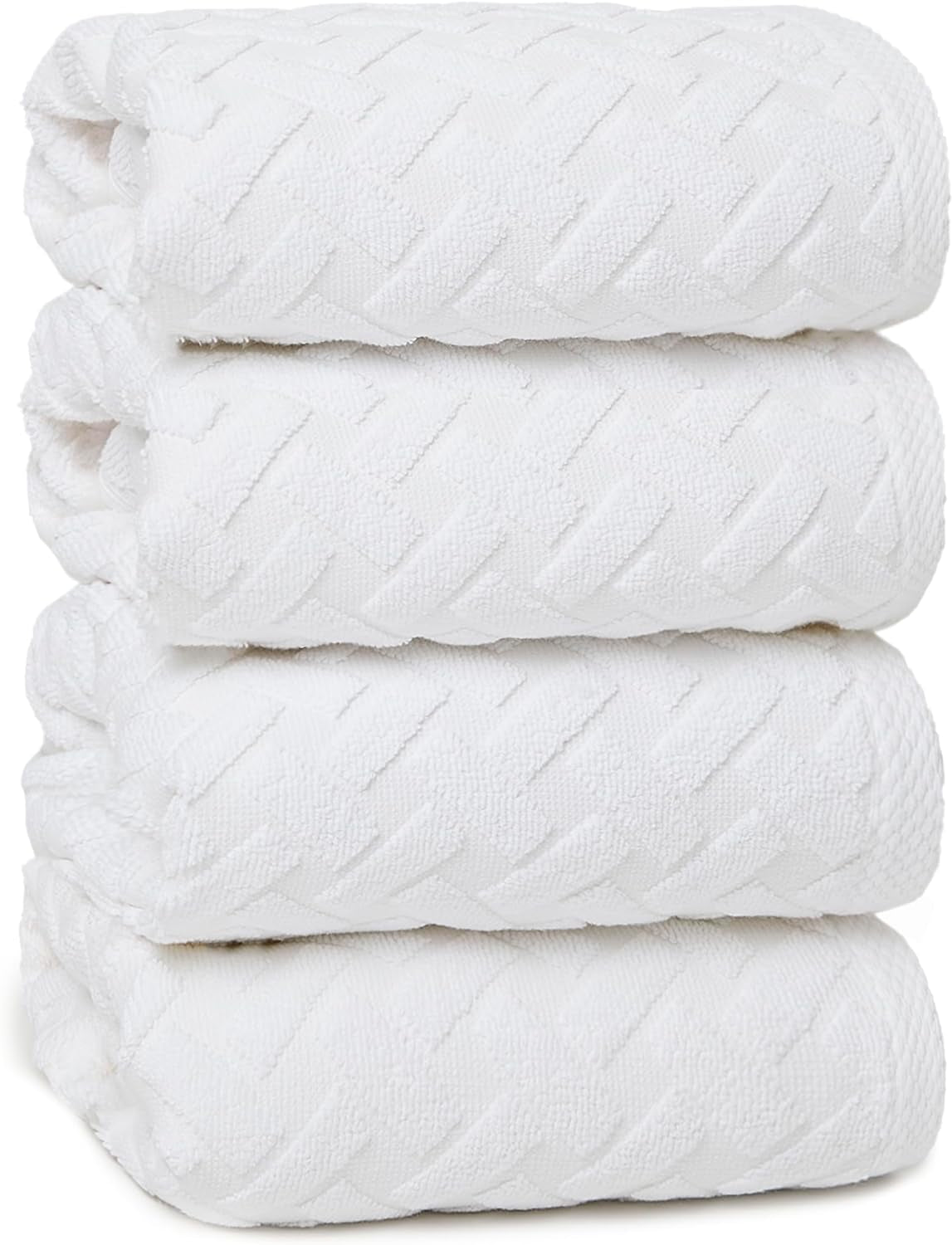 White Cotton Hand Towel, Hotel-Style Hand Towels, Ultra-Soft, Highly Absorbent, Machine Washable, Quick-Drying, 4-Piece Towel Set,  White