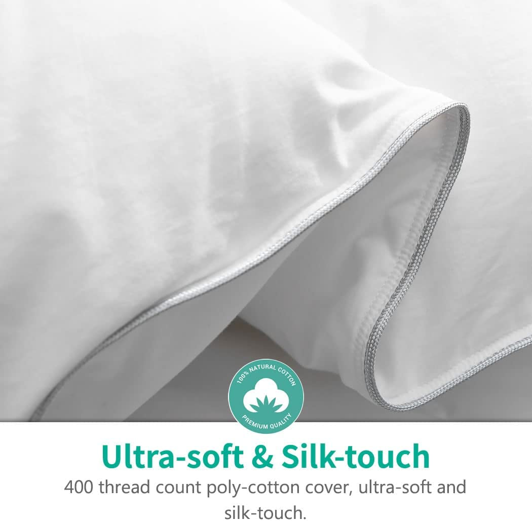 Lightweight All-Season Feathers down Comforter Oversized King, Duvet Insert for Hot Sleepers/Warm Sleepers -400 TC 750 Fill-Power Hotel Collection Comforter,Light Warmth (120"X98",White)