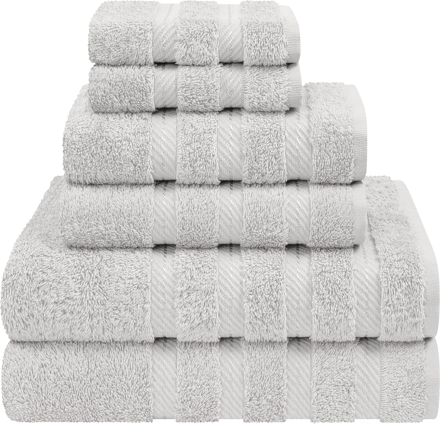 6 Piece Towel Set, 2 Towels 2 Hand Towels 2 Washcloths, 100% Cotton