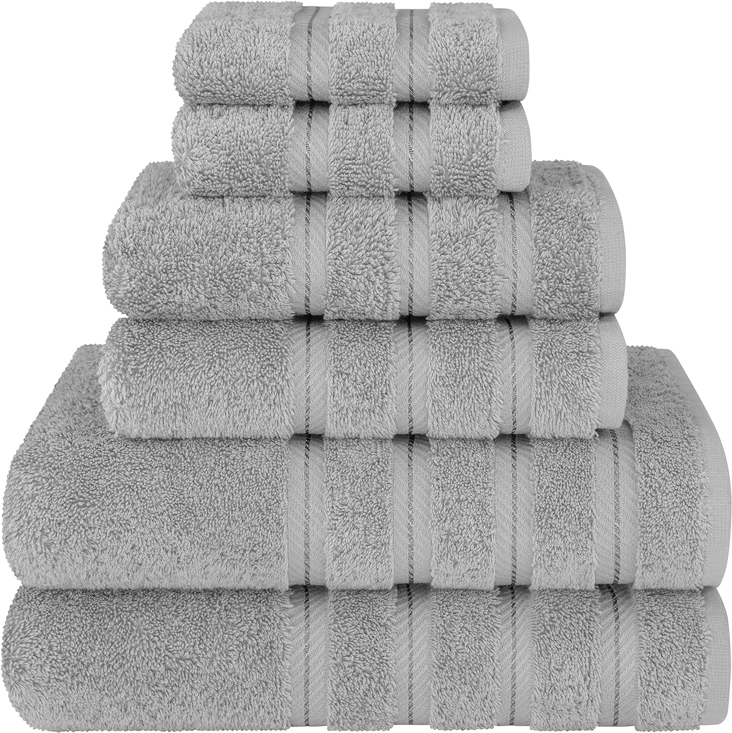 6 Piece Towel Set, 2 Towels 2 Hand Towels 2 Washcloths, 100% Cotton