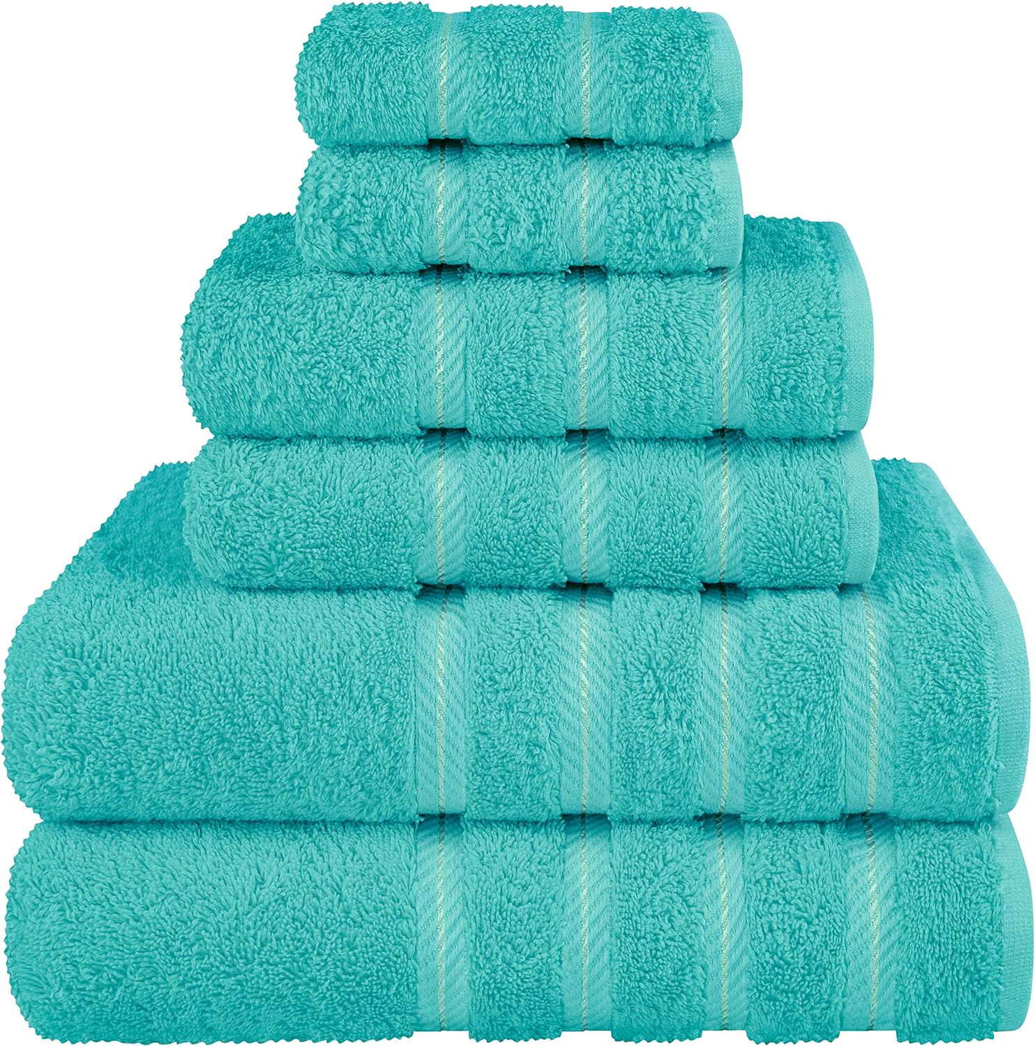 6 Piece Towel Set, 2 Towels 2 Hand Towels 2 Washcloths, 100% Cotton