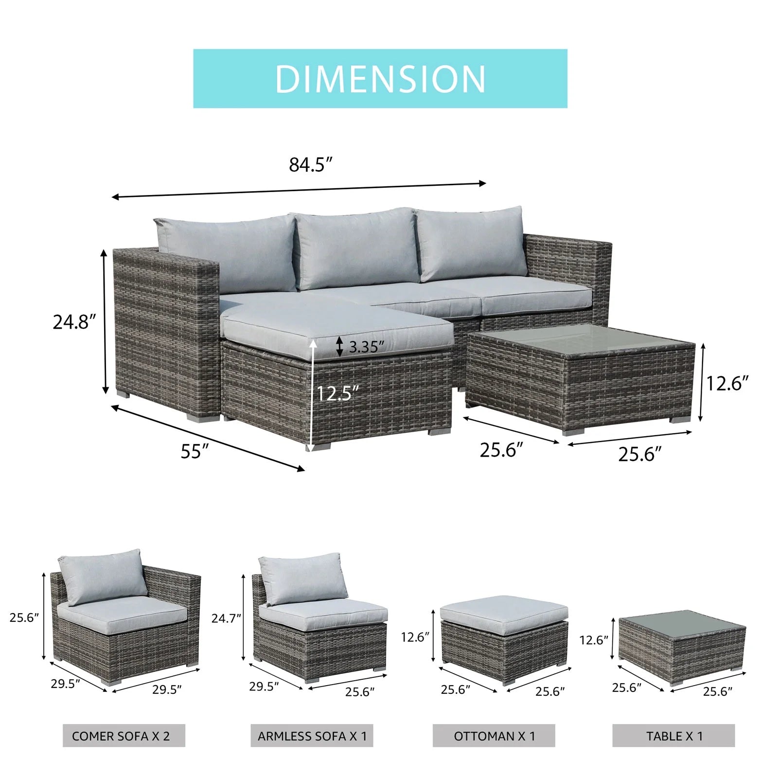 Light Grey Patio Furniture Set | Outdoor Conversation Set | BNB Depot