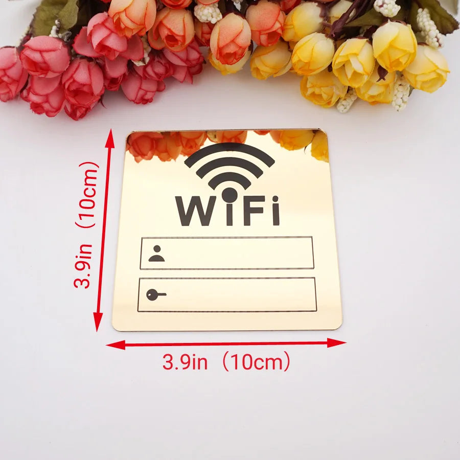 3D Acrylic Mirror WIFI Sign | Handwriting Wall Sticker | BNB Depot