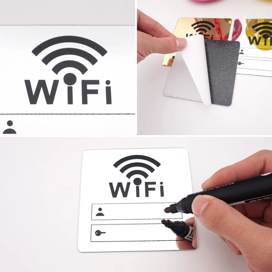 3D Acrylic Mirror WIFI Sign | Handwriting Wall Sticker | BNB Depot