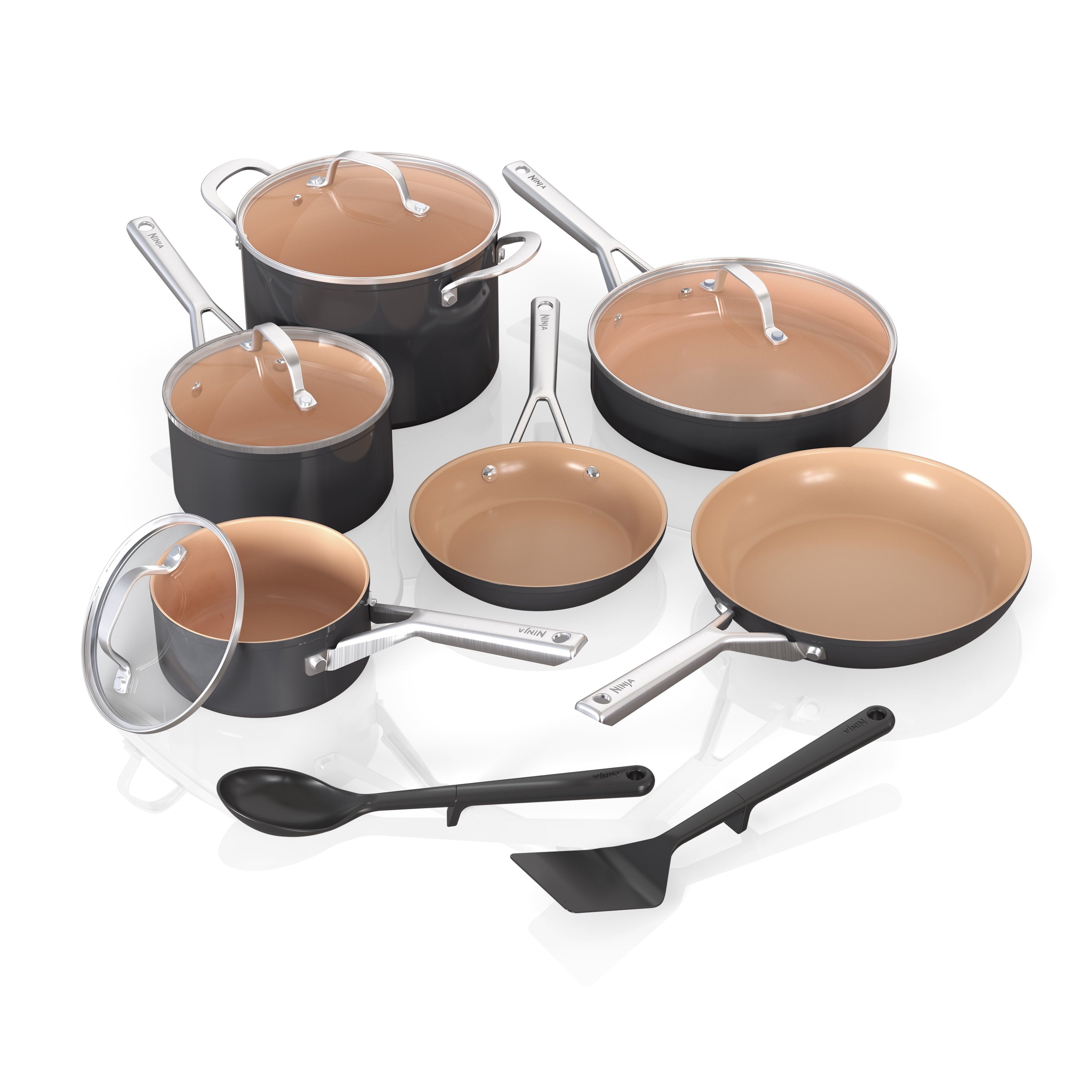 Extended Life Essential Ceramic 12-Piece Cookware Set, PFOA/PFAS Free, Cooking Set