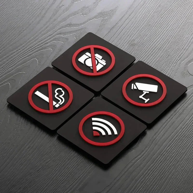 Modern Acrylic Warning Sign: WIFI, No Smoking, No Trespassing - Versatile Signage for Public Spaces