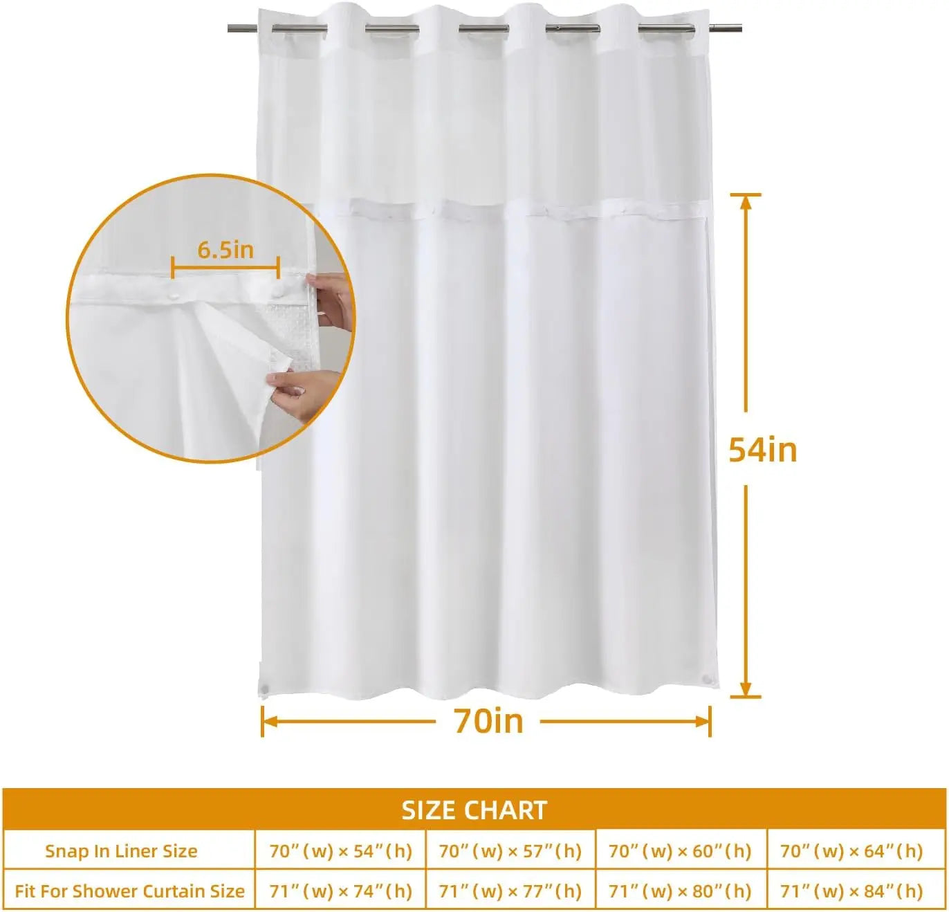 Snap-in Shower Curtain Liner Replacement for Hassle-Free Bathing