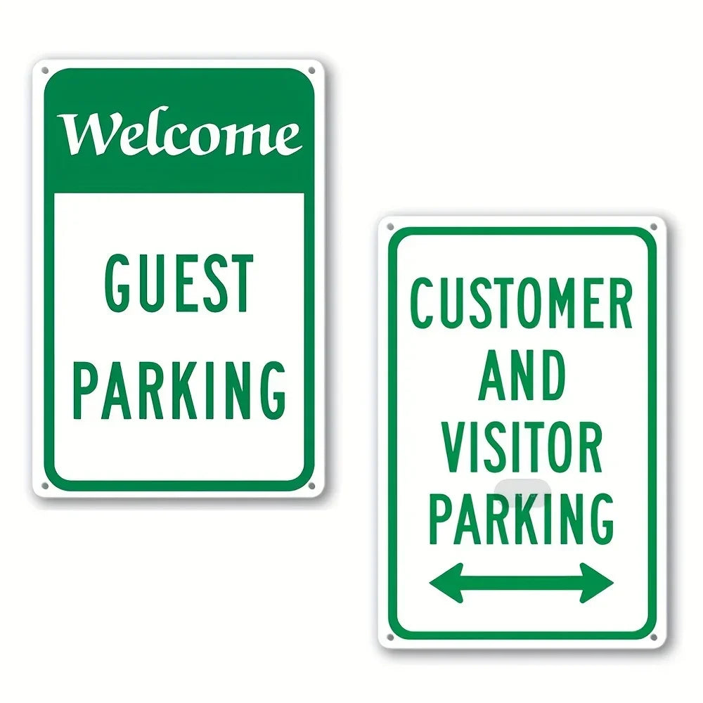 Welcome Guest Parking Metal Sign - Indoor & Outdoor Wall Decor