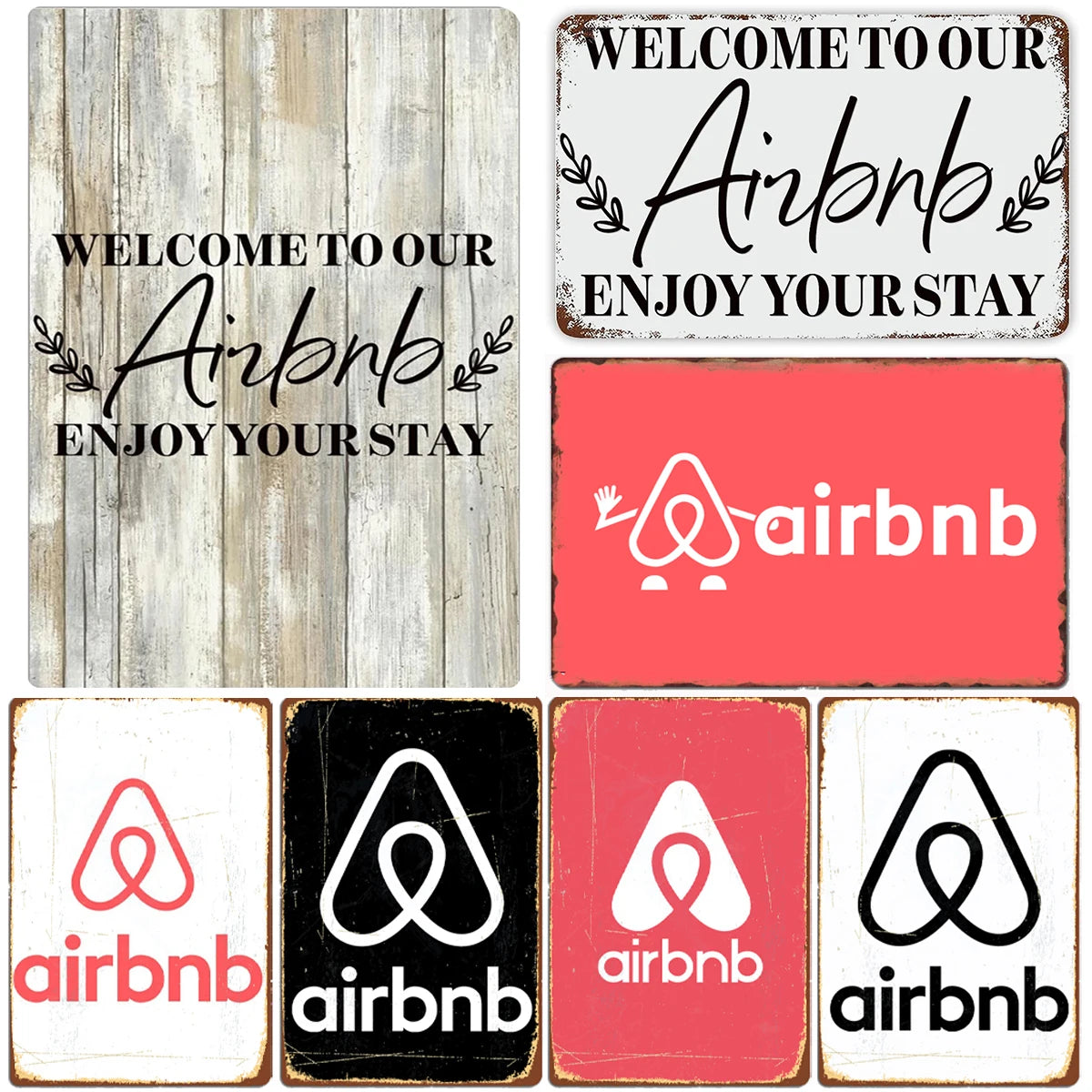 Vintage Airbnb Metal Tin Sign Plaque for Wall Decor