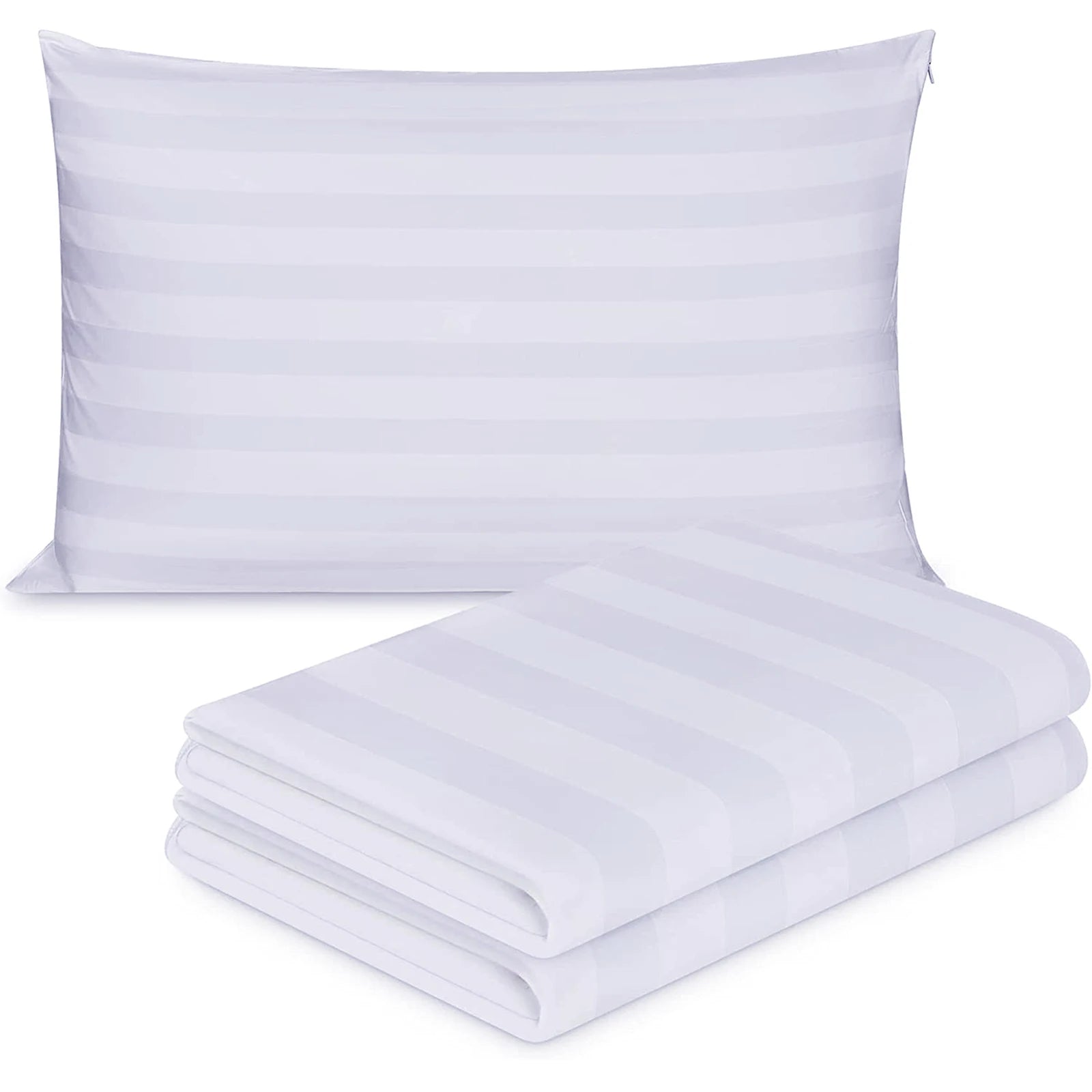 Luxurious Comfort: 2PC White Stripe Pillowcase Set for Airbnb Hosts