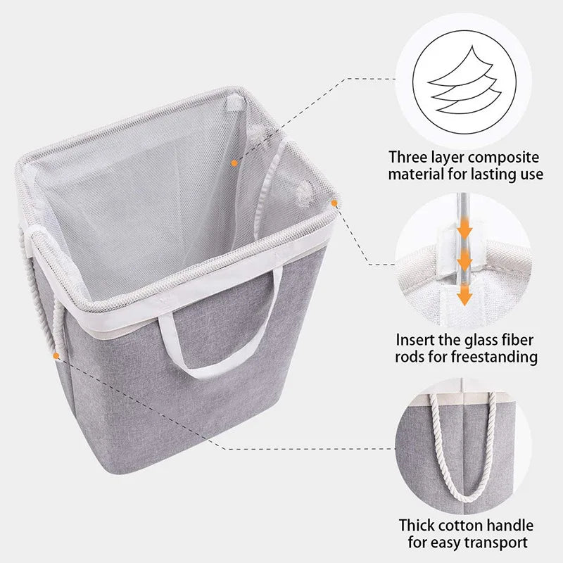 Large Capacity Foldable Laundry Hamper - Stylish and Practical Storage Solution