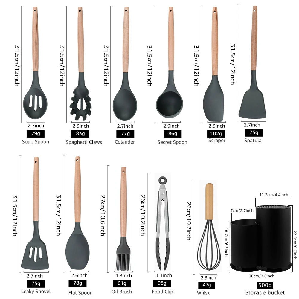 Complete Silicone Cooking Utensil Set: Non-Toxic, Eco-Friendly, and Heat Resistant