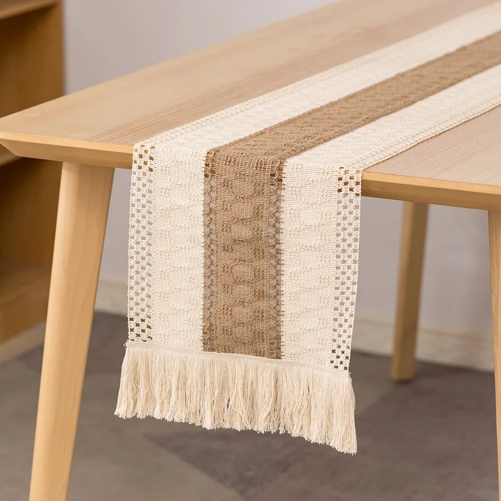 Elegant Cotton & Linen Table Runner - Perfect for Weddings and Festive Decor