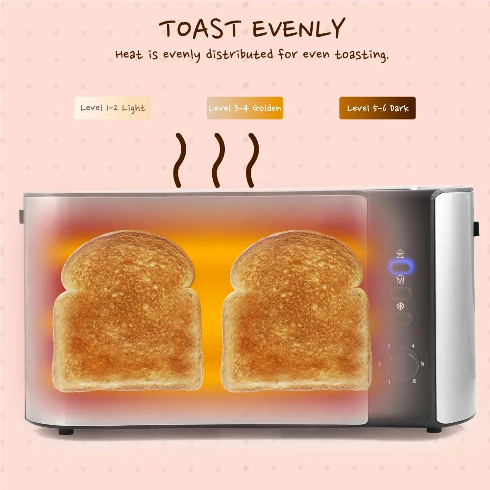 Sleek Stainless Steel 4-Slice Long Slot Toaster