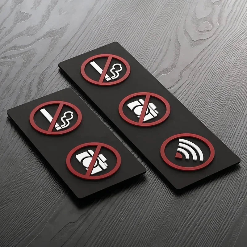 Modern Acrylic Warning Sign: WIFI, No Smoking, No Trespassing - Versatile Signage for Public Spaces