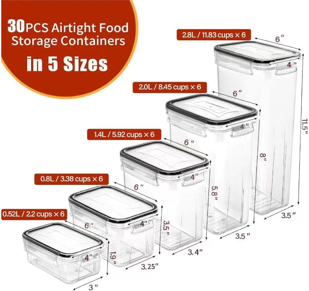 Effortless Pantry Perfection: 30-Pack Airtight Food Storage Containers Set