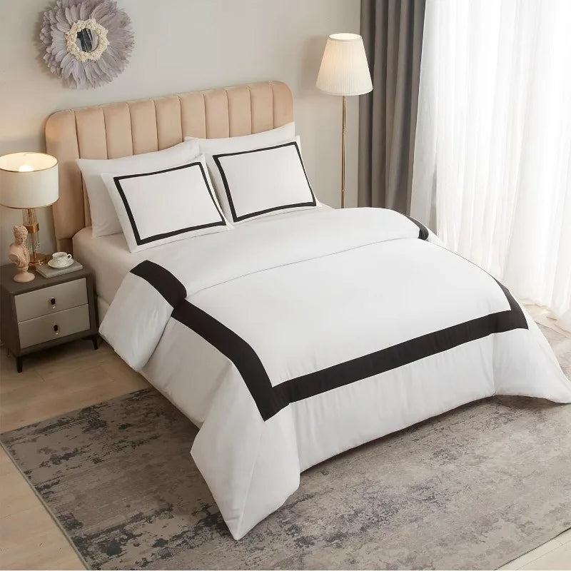 Luxurious Microfiber Duvet Cover Set - Geometric Patterned Bedding Collection