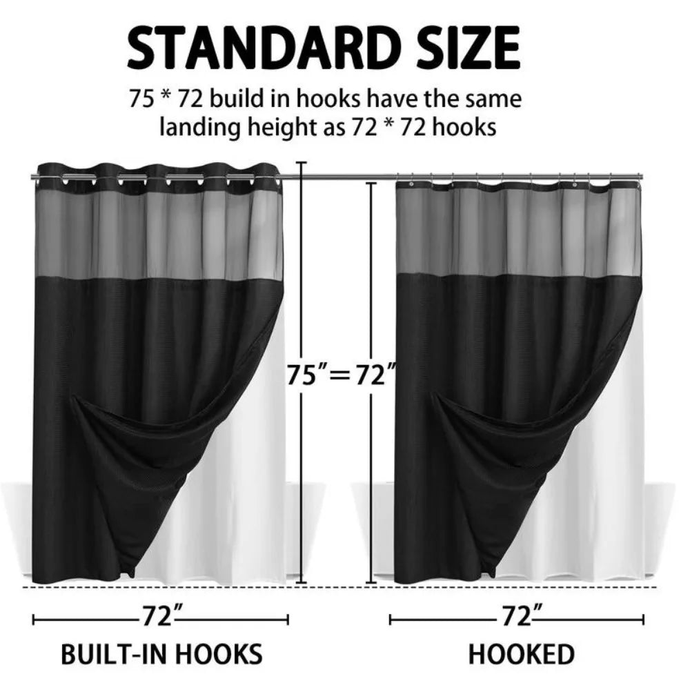 Effortless Elegance: No Hook Shower Curtain with Snap-In Liner Set