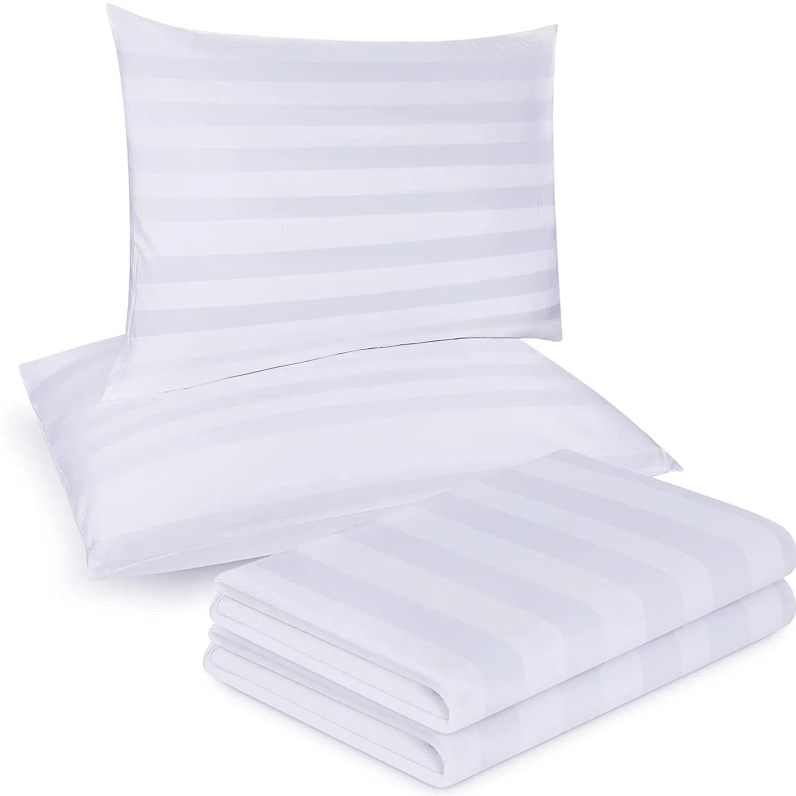 Luxurious Comfort: 2PC White Stripe Pillowcase Set for Airbnb Hosts