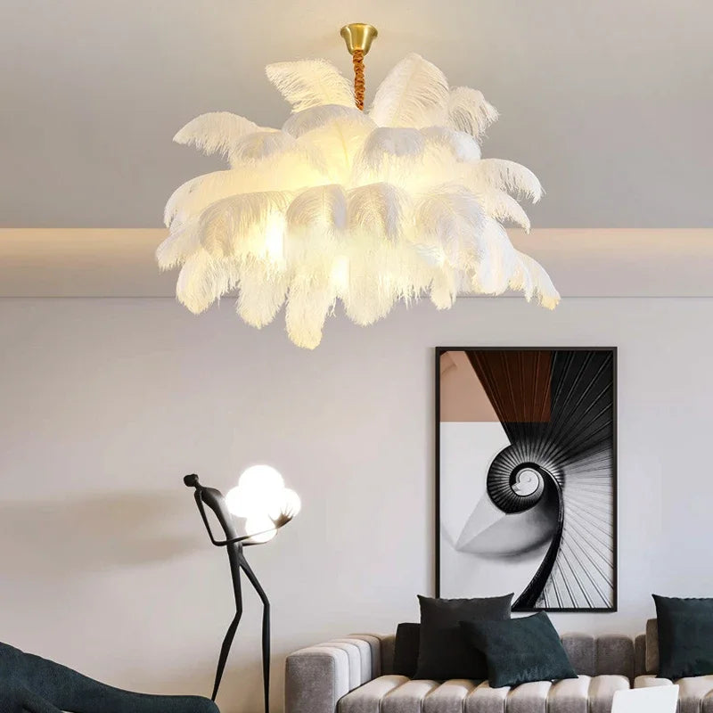 Elevate Your Space with Modern Ostrich Feather Pendant Lights