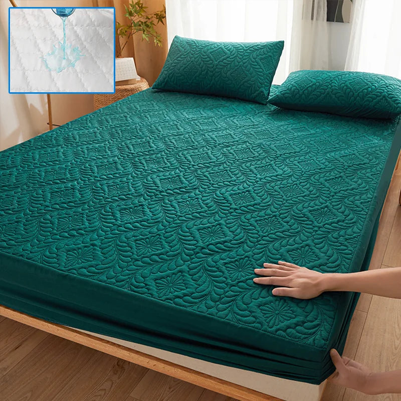 Waterproof Quilted Mattress Protector - Breathable & Anti-Mite Fitted Cover