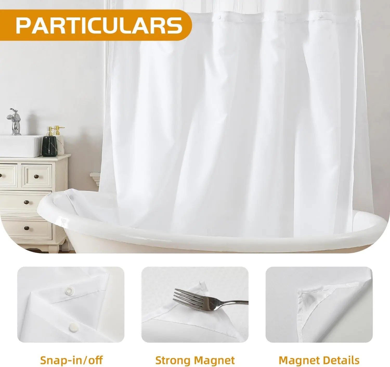 Snap-in Shower Curtain Liner Replacement for Hassle-Free Bathing