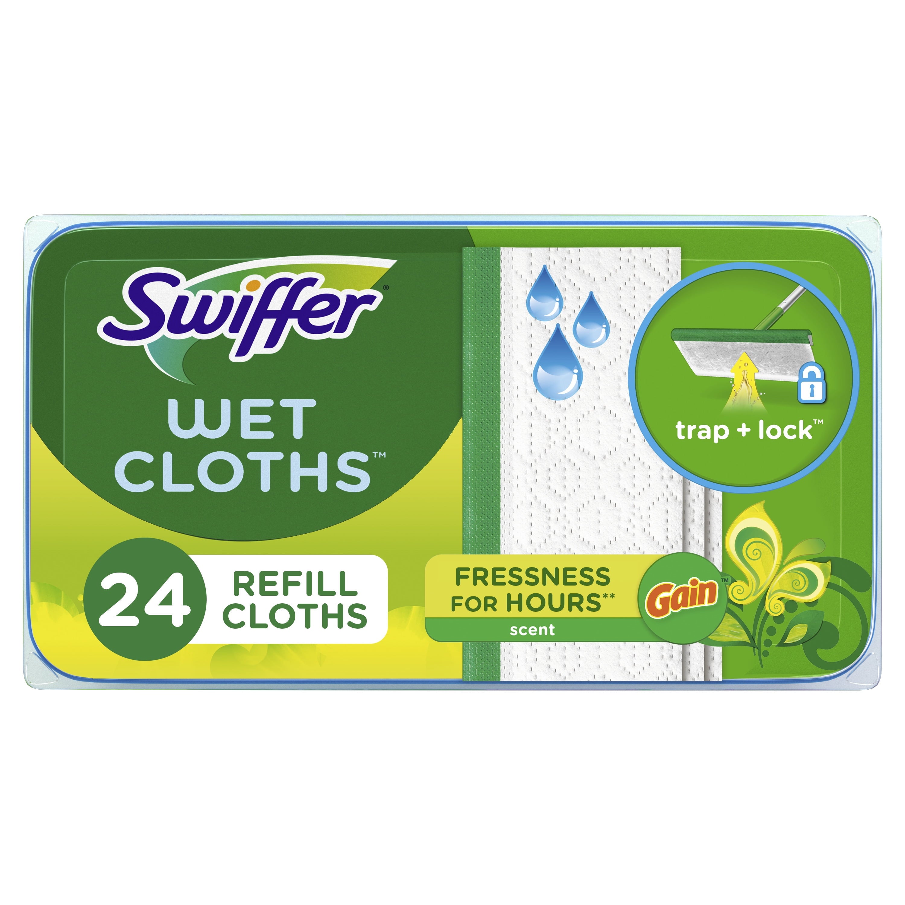 Sweeper Wet Mopping Cloths, Gain Original, 24 Count