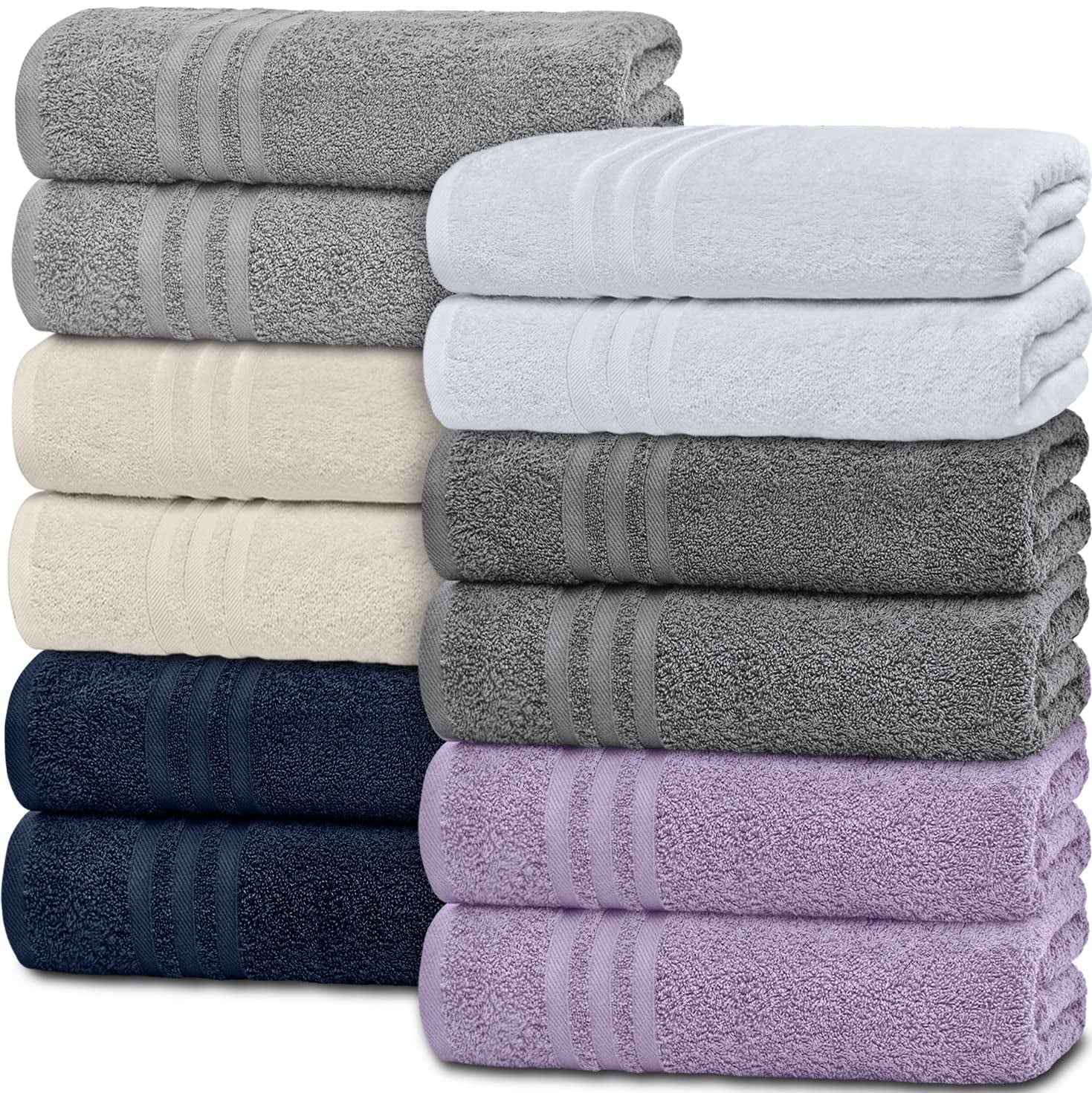 Hotel Hand Towels White Deluxe Collection, 100% Cotton Soft and Lightweight