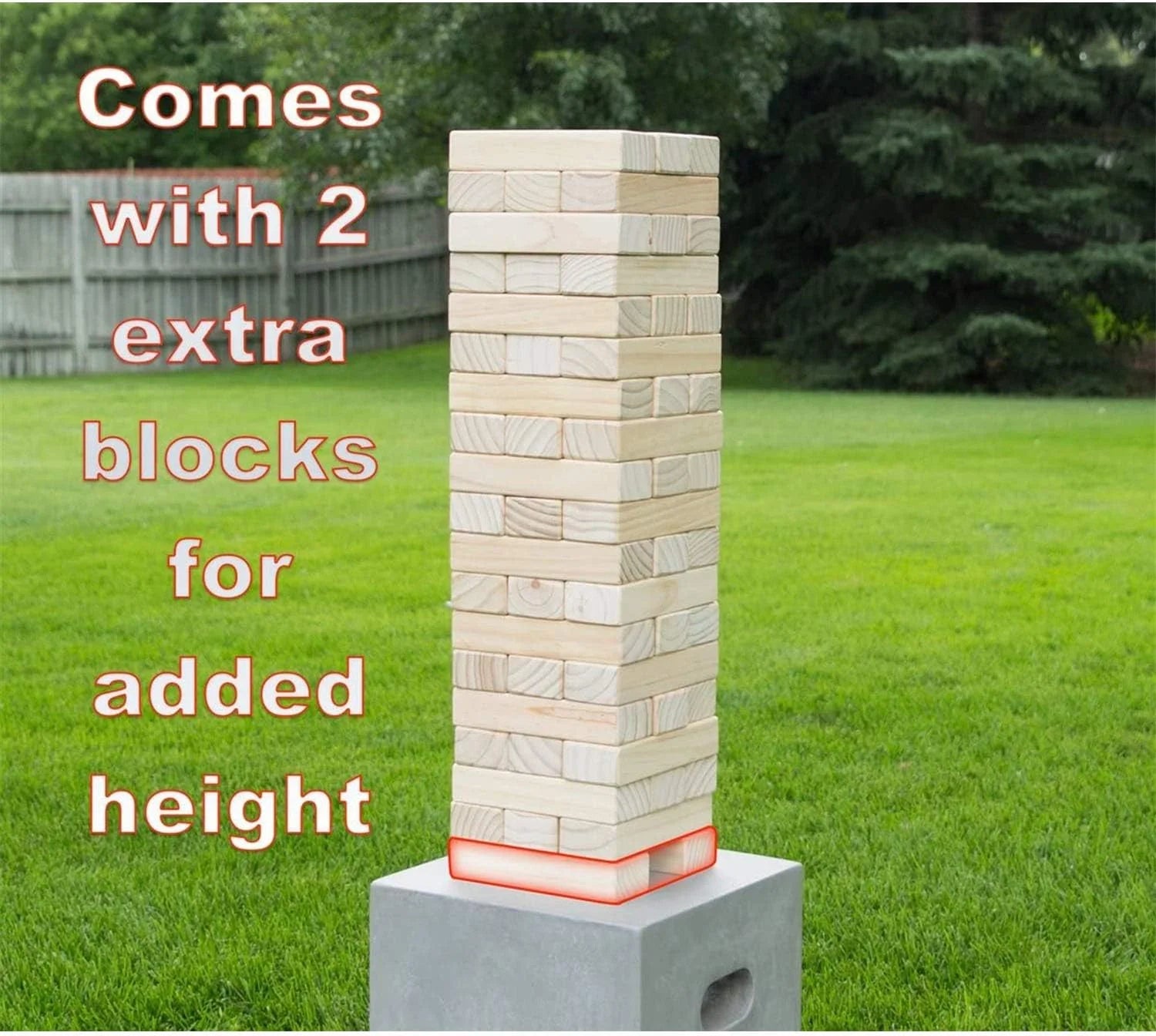 Premium Pine Wood Life-Size Blocks Tower - 56-Pieces Carry/Storage Bag - Grows to over 4-Feet