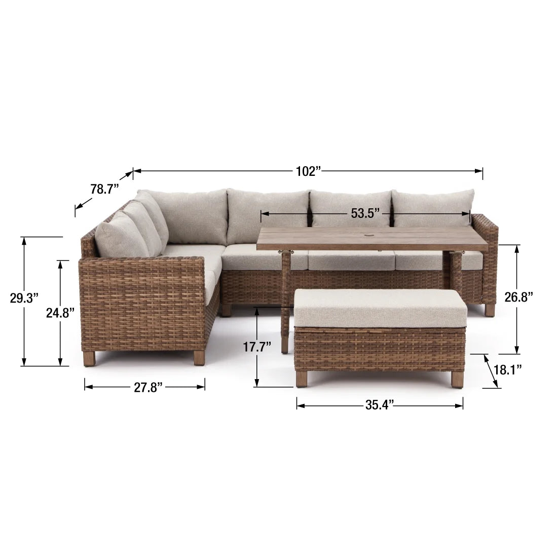 Patio Sectional Dining Set | Patio Furniture Set | BNB Depot